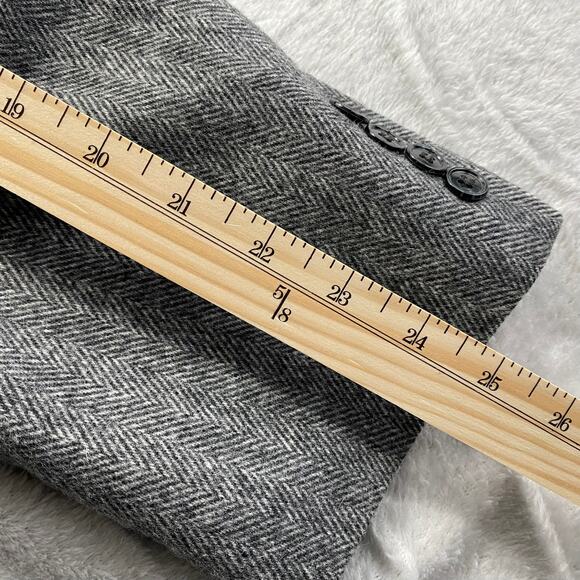 VTG Gianfranco Ruffini Italy Herringbone Sport Coat Blazer Men 44L Gray Preppy - Picture 13 of 14